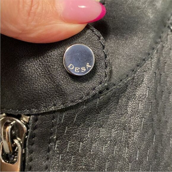 Desa Collection Black perforated Leather Women's Jacket, S - Picture 3 of 13